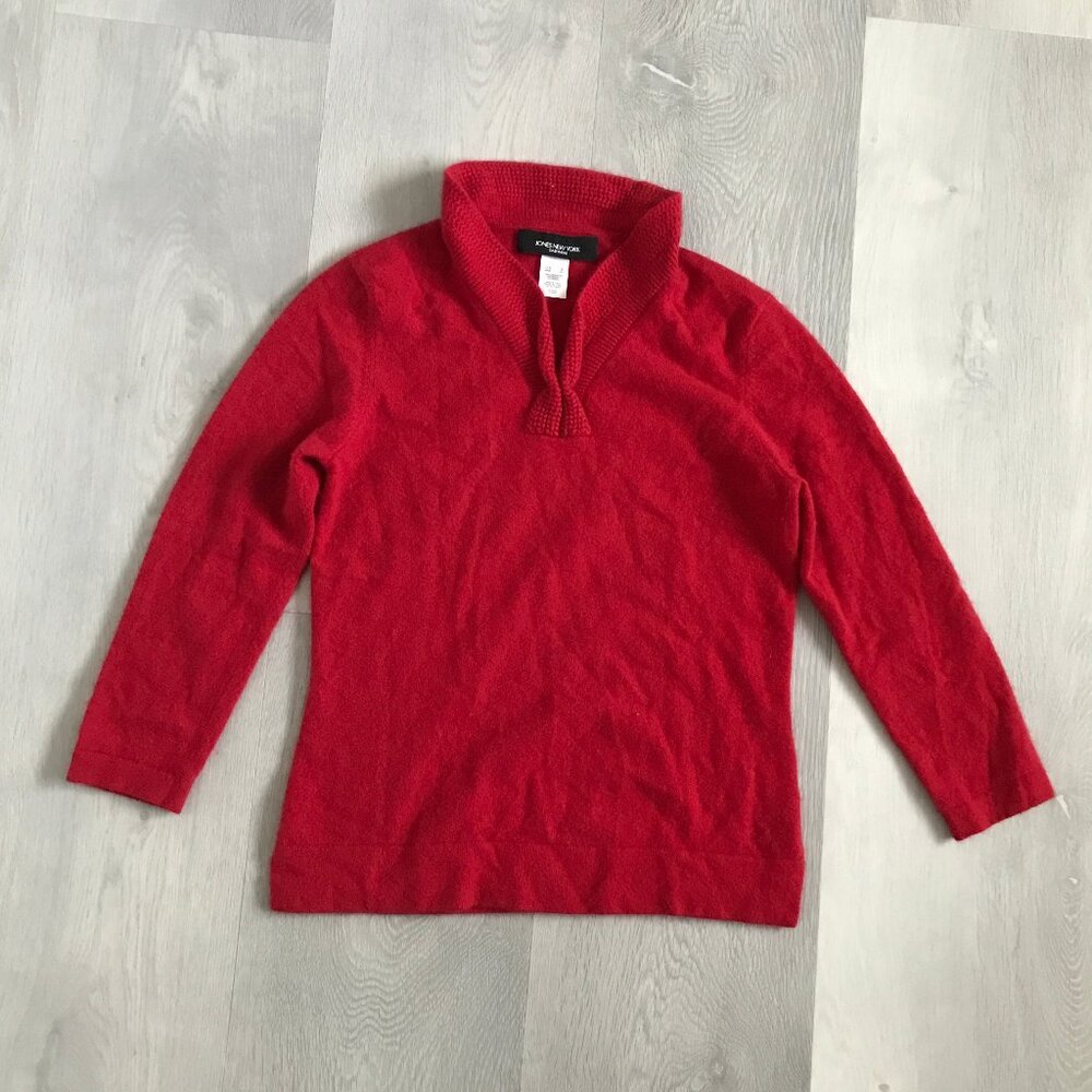 JONES NY RED CASHMERE SWEATER SHAWL COLLAR PULLOVER 
WOMENS SMALL